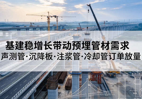 台前基建稳增长带动预埋监测管材需求，声测管、沉降板、注浆管订单持续放量
